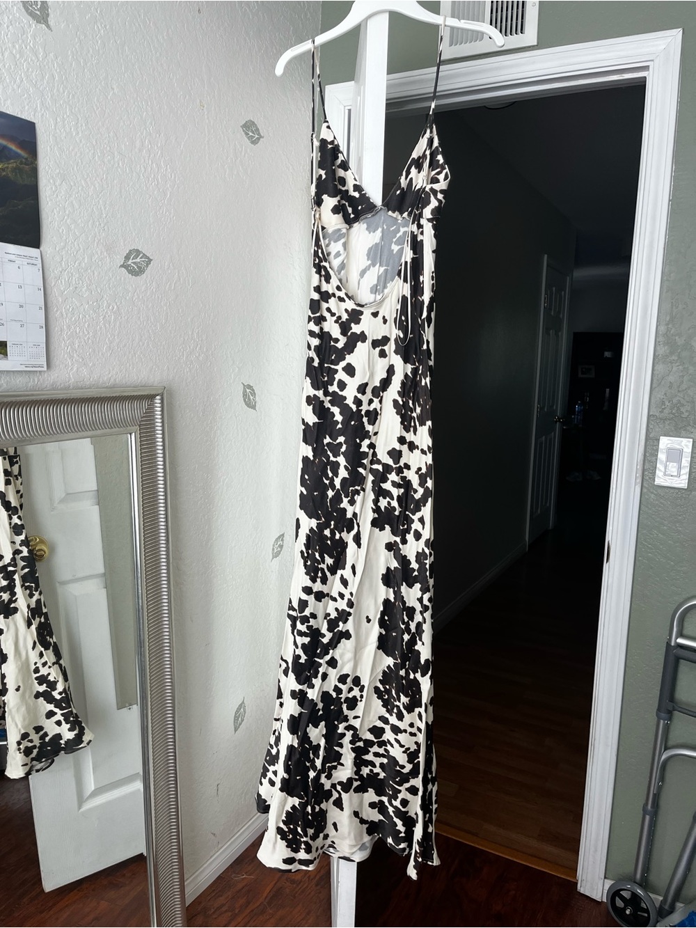 Zara Black and White Spotted Maxi Slip Dress - Picture 3 of 6